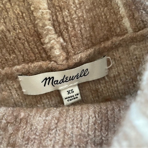 Madewell | Windowpane Wool Blend Neutral Turtleneck Sweater - Picture 10 of 14